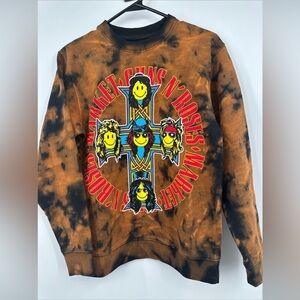 SMILEY X Chinatown MARKET Collab GUNS N ROSES CREWNECK SWEATSHIRT Sz XS Tie Dye